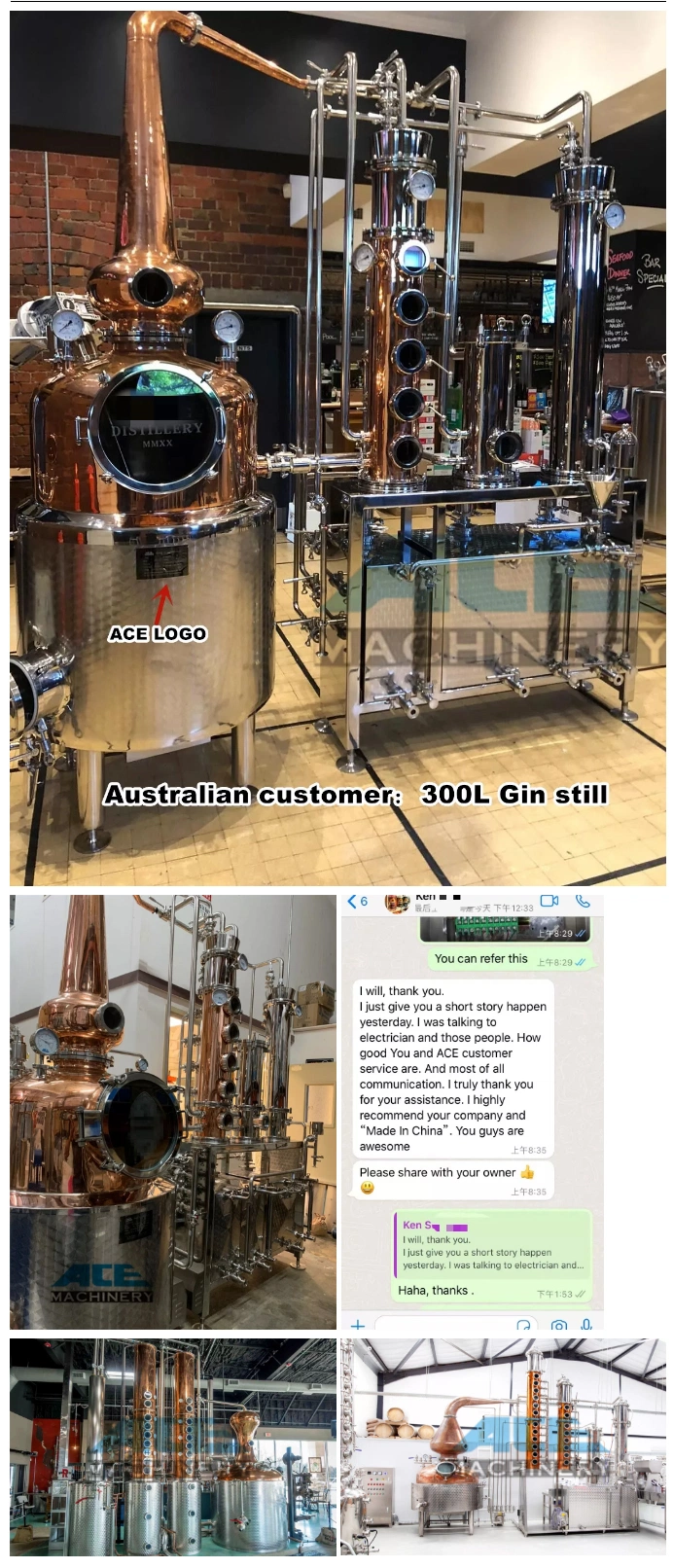 200L 500L 1000L 1500L Whisky Distiller Red Copper Alembic Moonshine Still Gin Distilling Equipment