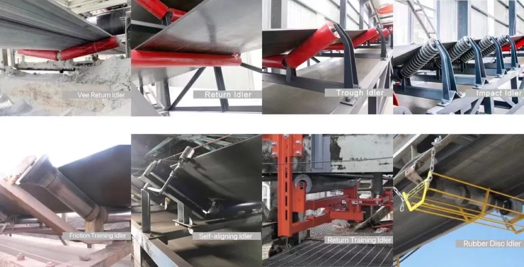 Heavy Duty Rubber Disc Return Roller Cleaning Comb Idler Conveyor Belt System for Steel Mills